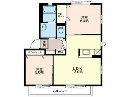 メゾンソラーナ A(2LDK/2階)の間取り写真