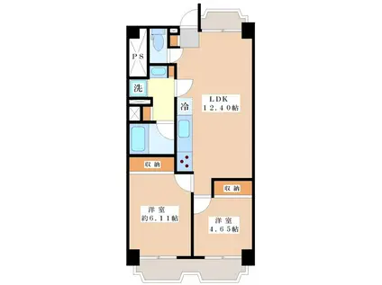 カーサ和泉(2LDK/5階)の間取り写真