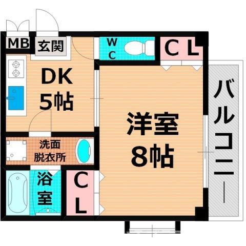 レジスコート今津中(1DK/3階)の間取り写真
