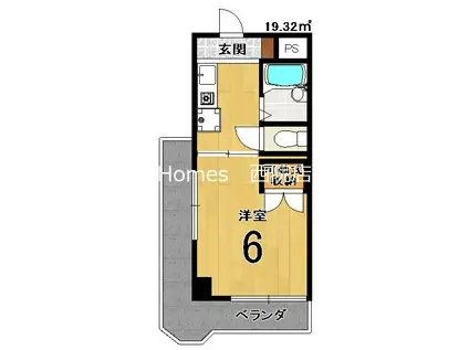 シャルム・カセ(1K/3階)の間取り写真