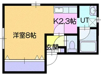 R・バロン(1K/2階)の間取り写真