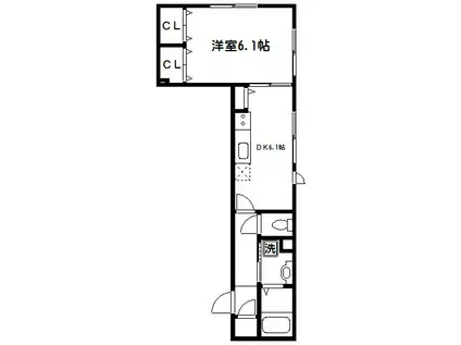 カーサ・ディ・クオーレ(1DK/2階)の間取り写真