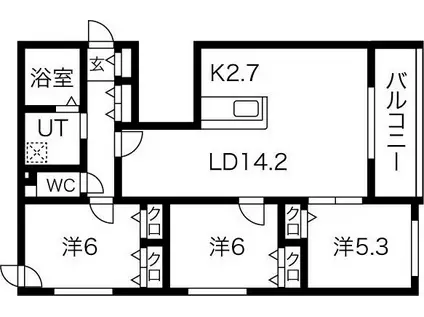 コモゾーナ円山(3LDK/2階)の間取り写真
