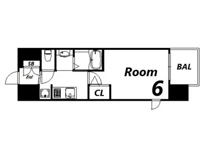 エステムコート三宮イーストIVザ・フロント(1K/4階)の間取り写真