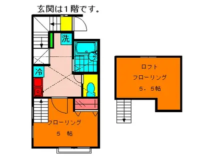 トレジャーハウス駒込弐番館(1K/2階)の間取り写真