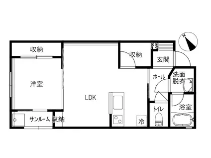 OLUOLU B棟(1LDK/2階)の間取り写真