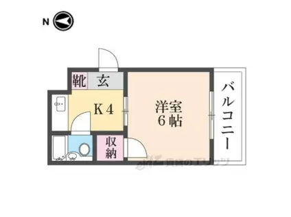 サンシャイン香里園Ⅴ(1K/1階)の間取り写真