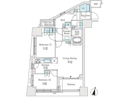 ブランズ文京白山一丁目(2LDK/3階)の間取り写真