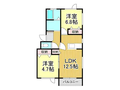 フェリオ(2LDK/2階)の間取り写真