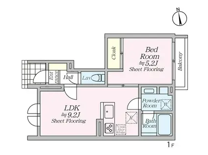 オルキデ蘆花公園(1LDK/1階)の間取り写真