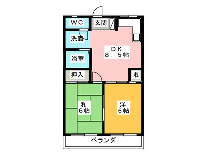 名和第2ビル(2DK/2階)の間取り写真