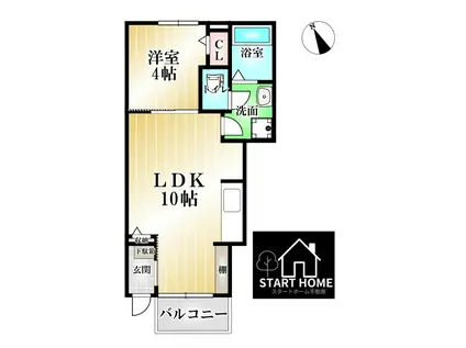 メゾン・ド・KOU A(1LDK/1階)の間取り写真