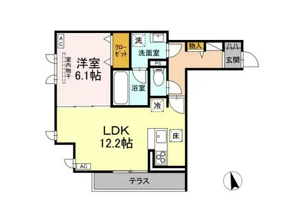 D-ROOM野田町三丁目(1LDK/1階)の間取り写真