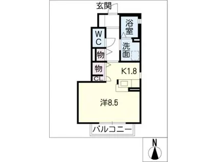 クリア米野A棟(1K/1階)の間取り写真
