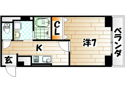 クリス戸ノ上(1K/4階)の間取り写真