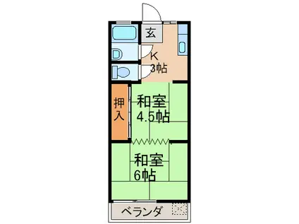 元古井マンション(2K/2階)の間取り写真