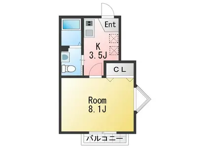 レーガベーネマツド(1K/1階)の間取り写真