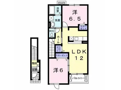 プリムローズ A(2LDK/2階)の間取り写真