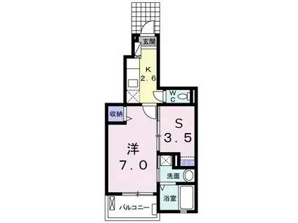 ACROSS・BEN-H(1SK/1階)の間取り写真