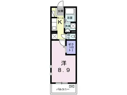 グラシオッソカツラ(1K/2階)の間取り写真