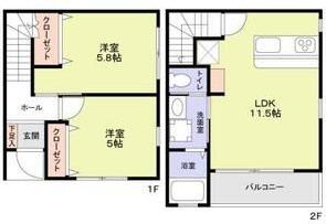 エターナルシー泉台(2LDK/1階)の間取り写真