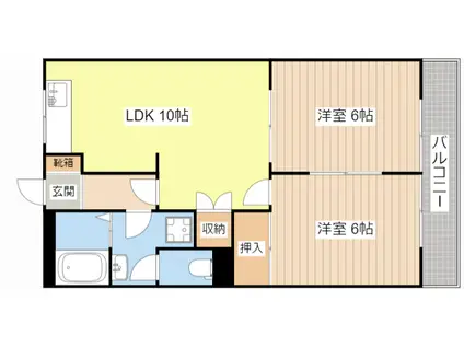 グランディールディアTEN(2LDK/2階)の間取り写真