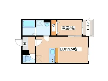 グランヒルズ(1LDK/1階)の間取り写真