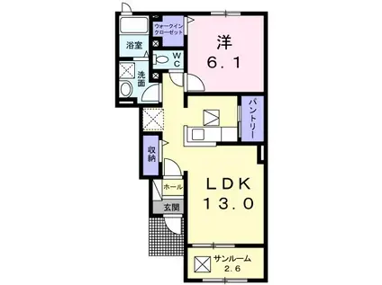 エアフォルク(1LDK/1階)の間取り写真