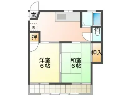 アパルマン勝口(2K/1階)の間取り写真