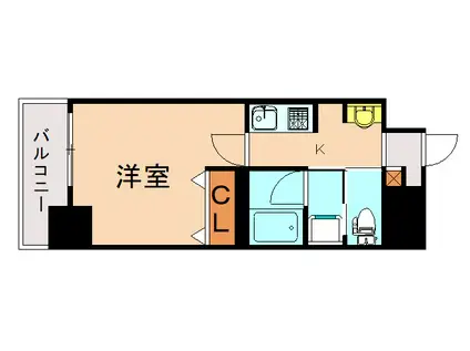 レブリアント大橋南(1K/2階)の間取り写真