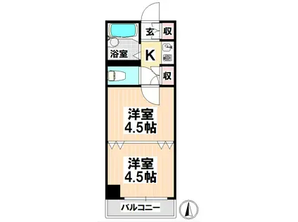 パールプラザ堀田(2K/3階)の間取り写真