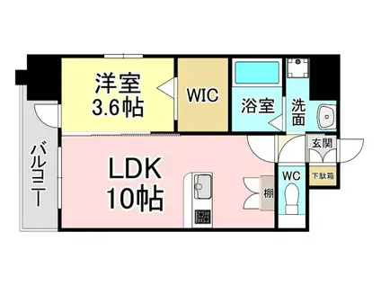 ルークス穴生(1LDK/4階)の間取り写真