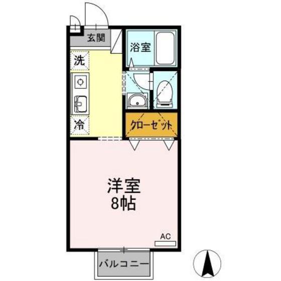 エクレール青江(ワンルーム/2階)の間取り写真