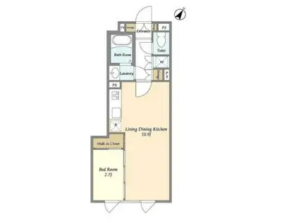 LA PERLA SASAZUKAII(1LDK/2階)の間取り写真