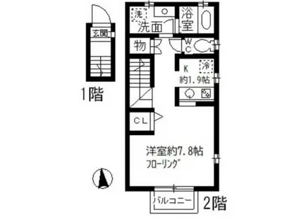 プルミエ葛西B(1K/2階)の間取り写真
