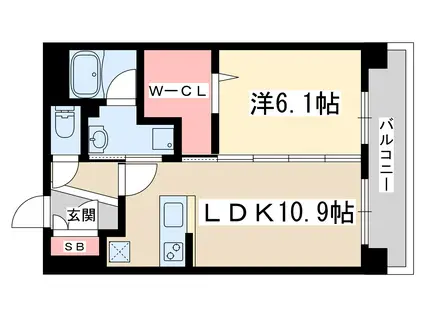 ベントレータス(1LDK/2階)の間取り写真