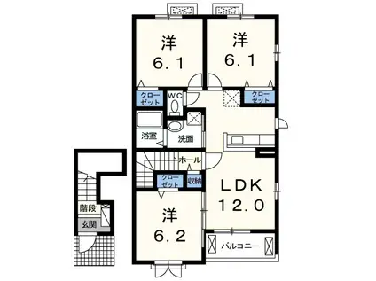 プラシード (3LDK/2階)の間取り写真