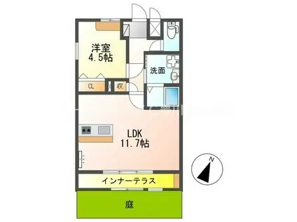 風のテラス(1LDK/1階)の間取り写真