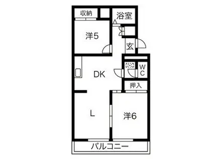 パラシオン城下(2LDK/1階)の間取り写真