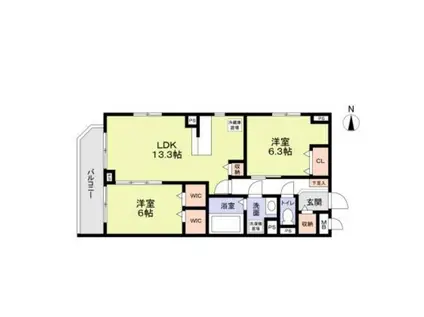 コモド戸越(2LDK/3階)の間取り写真