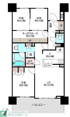 クレヴィア豊田多摩平の森RESIDENCE(3LDK/9階)の間取り写真