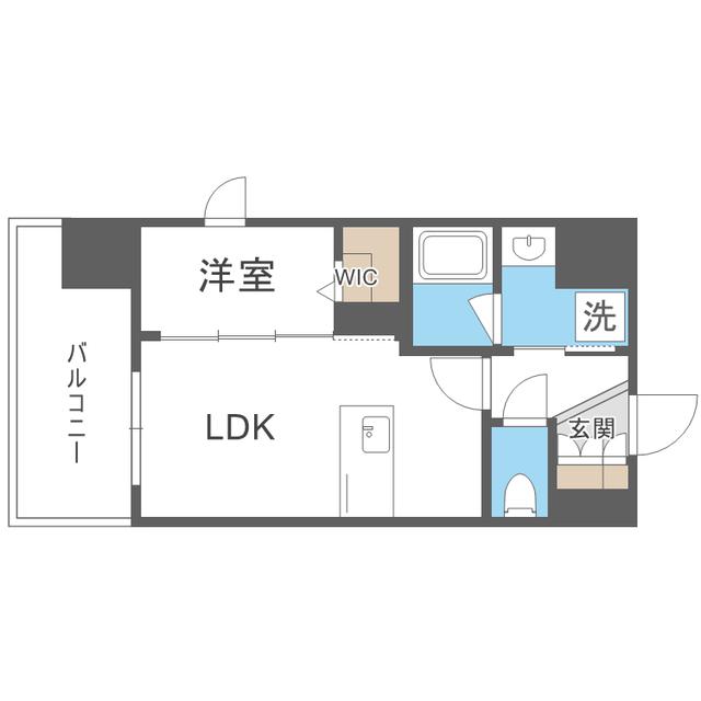 シーズンフラッツ渡辺通(1LDK/3階)の間取り写真