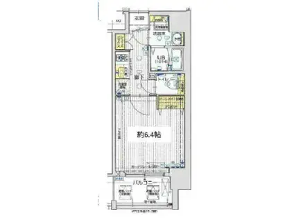 ジアコスモ九条シエル(1K/4階)の間取り写真