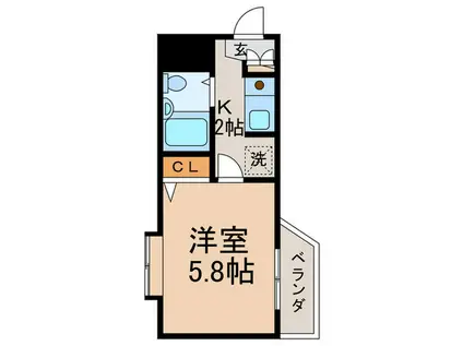 クレッセント駒場(1K/3階)の間取り写真