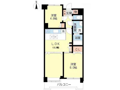 氷川台3丁目パークホームズ(2LDK/1階)の間取り写真