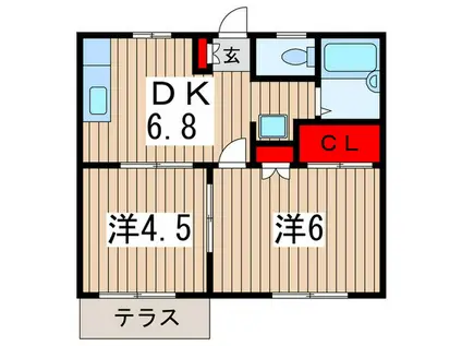 エステートピア穴川(2DK/1階)の間取り写真