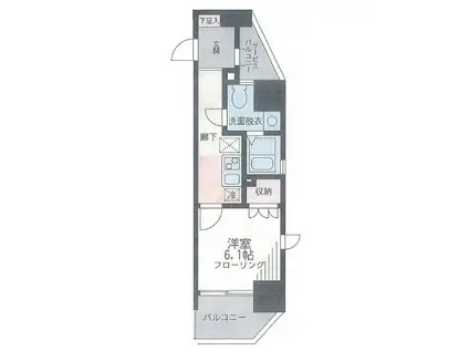 ザ・パーククロス藤沢(1K/8階)の間取り写真