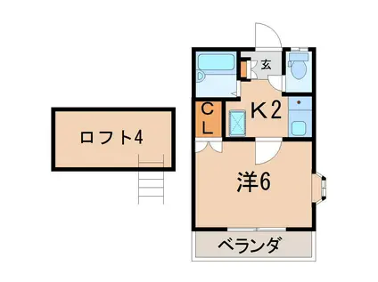 メゾン南福島(1K/2階)の間取り写真