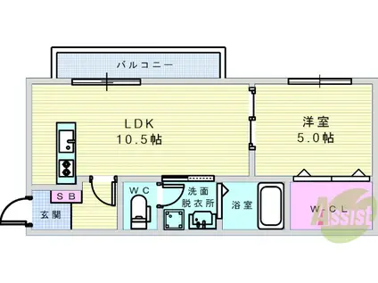 エルブ豊中曾根(1LDK/3階)の間取り写真