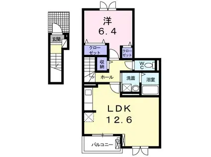 ラ・ルーノ1番館(1LDK/2階)の間取り写真